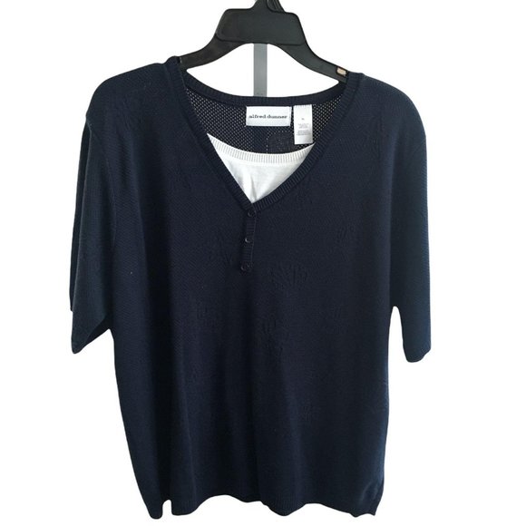 Alfred Dunner Sweaters - Alfred Dunner Short Sleeved Sweater Navy Blue